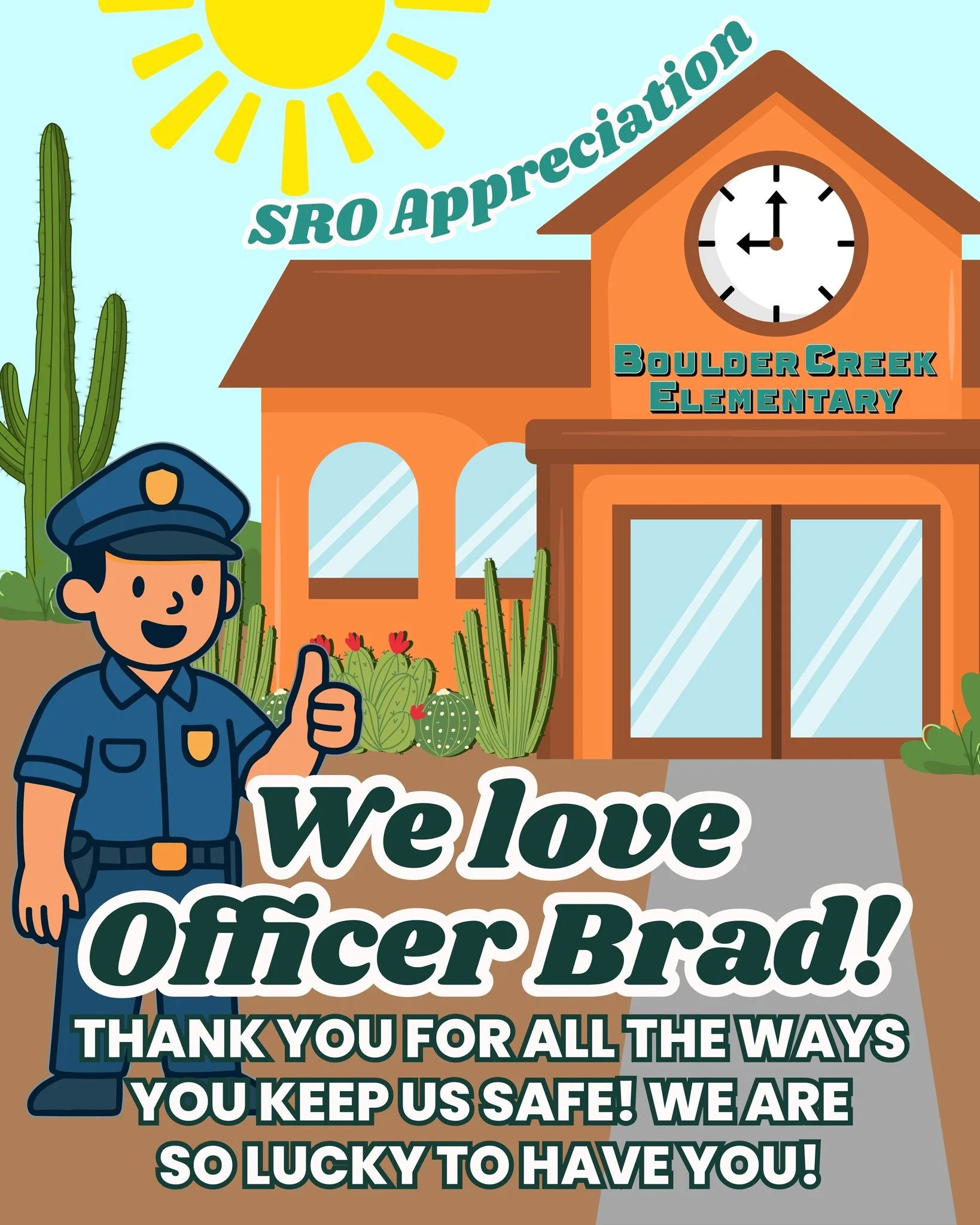 Yesterday, we celebrated Officer Brad for SRO Appreciation Day! 🐾

We are so lucky to have him at our school. Help us show him some love! 💙