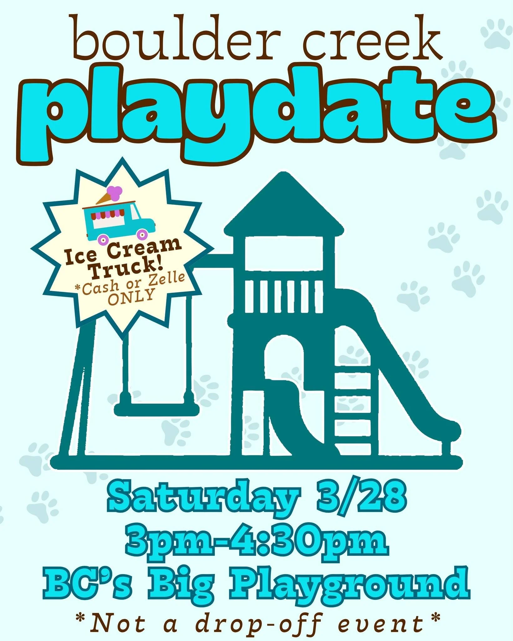Join us on the BC playground this Saturday! Our neighborhood ice cream man will be parked at the bike gates so you can cool off with a treat! 🍦🐾