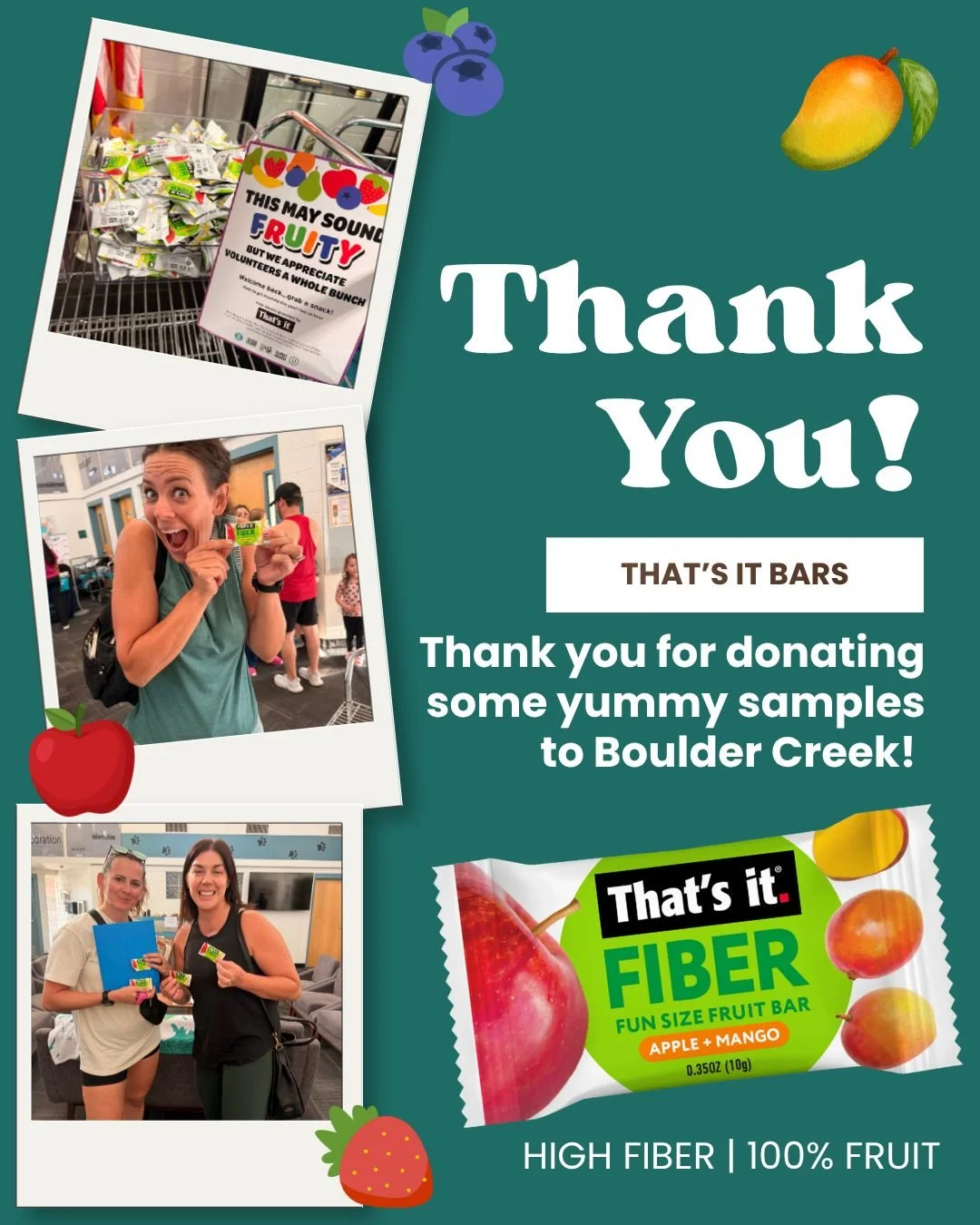 A huge thank you to SunButter and That's it. for generously providing samples for us to share with our amazing Boulder Creek volunteers and community. We&rsquo;re so grateful for businesses that support our school and help us show appreciation for th