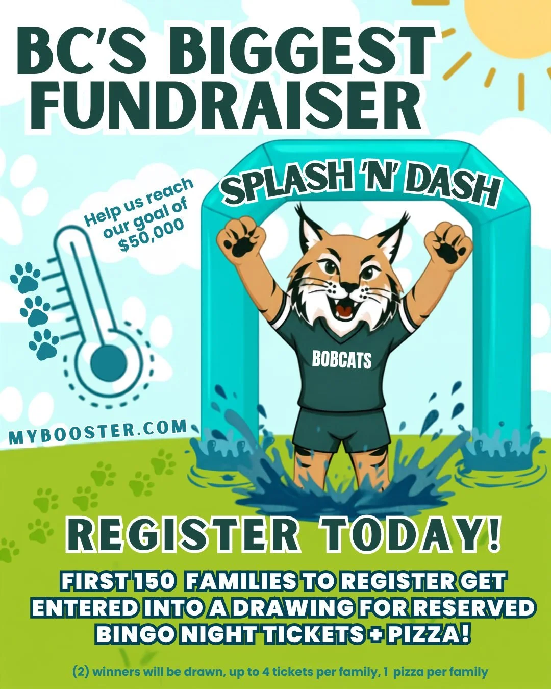 Hey, have you heard? Our Splash n Dash Fundraiser is about to kick off! Help us reach our goal and your registered student(s) will get Great Wolf Lodge passes if we hit our goal! BONUS: if you are one of the first 150 families to register, you'll get