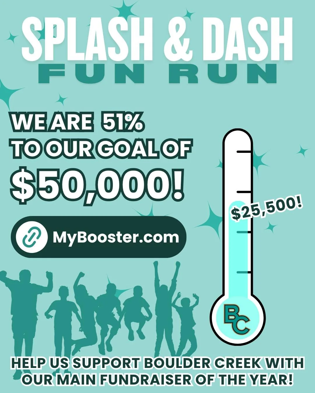 WOW, BOBCATS&hellip; YOU&rsquo;RE MAKING A SPLASH! 
Our incredible community has already raised $25,500 &mdash; that&rsquo;s 51% of our $50,000 goal! A HUGE thank you to our students, families, teachers, staff, and everyone who has donated and shared