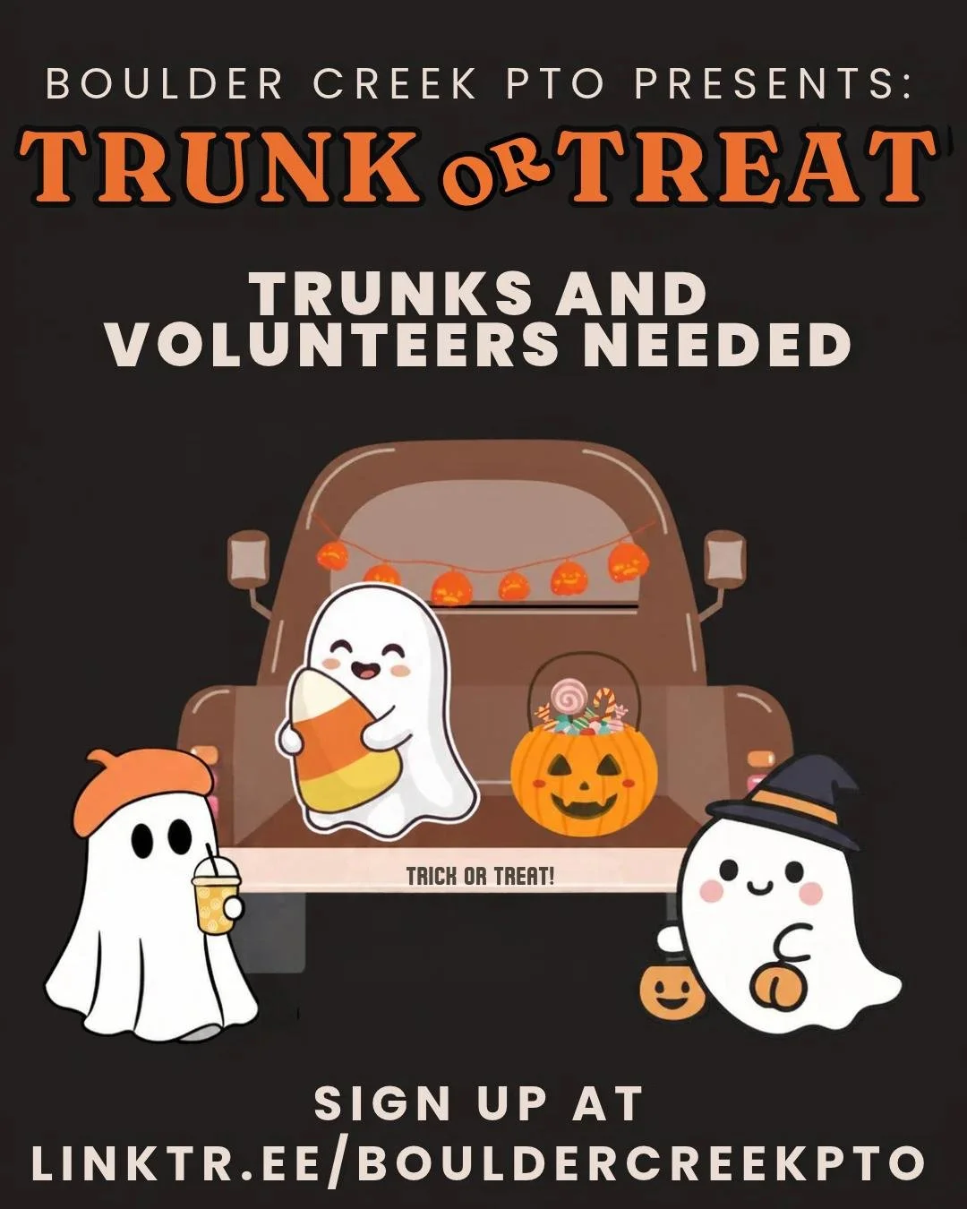 TRUNK OR TREAT SIGN-UPS ARE OPEN! 
Ready to get creative?! Sign up to decorate a trunk and join our Best Trunk Contest! 
We also need volunteers to help make the night a success!  Sign up at link in bio. 
📅 Friday, October 23
Come join the fun and s