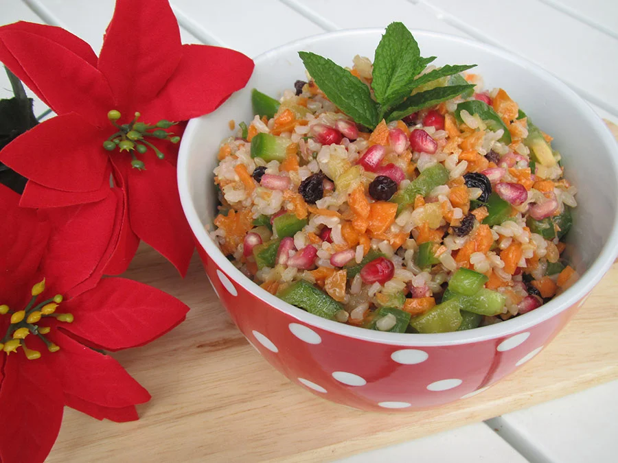 Brown Rice Salad with Lemon Dressing (Vegan Friendly)