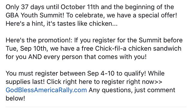 Free Chicken!! GodBlessAmericaRally.com