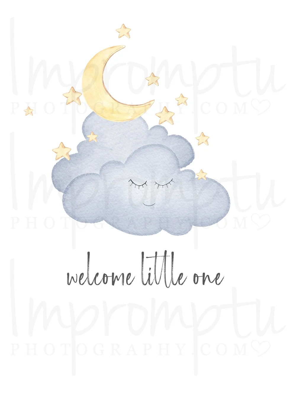 5x7 Printable Baby gift/shower card Moon, Stars and Clouds — Impromptu  Photography