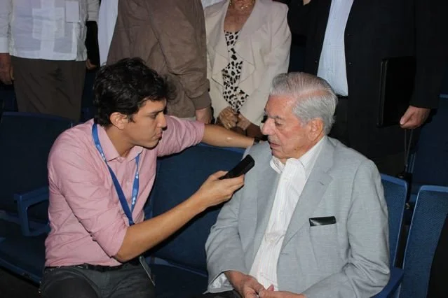 Interviewing writer and Nobel Prize in Literature laureate Mario Vargas Llosa.