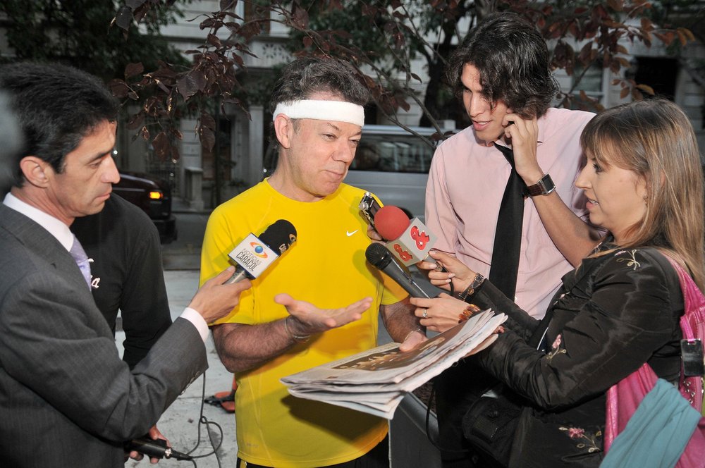 Interviewing then President of Colombia, Juan Manuel Santos