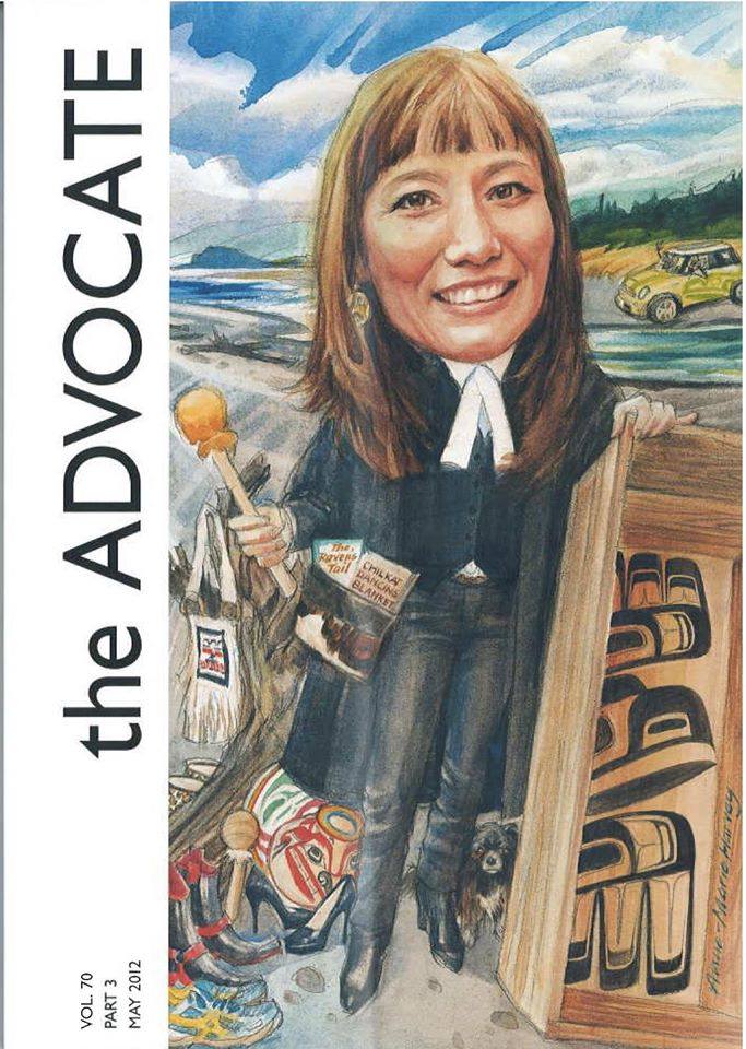 The Advocate is a magazine published six times a year by the Vancouver Bar Association. The cover of each issue of the Advocate is a unique work of art. Each portrait features an individual who has had an impact on the BC legal community.
