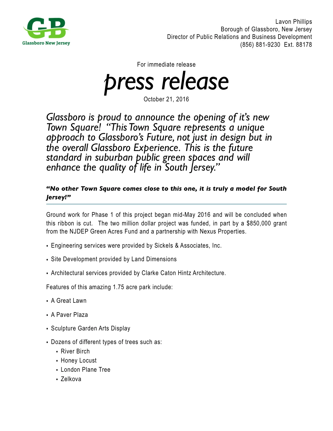 Glassboro is proud to announce the opening of it’s new Town Square!