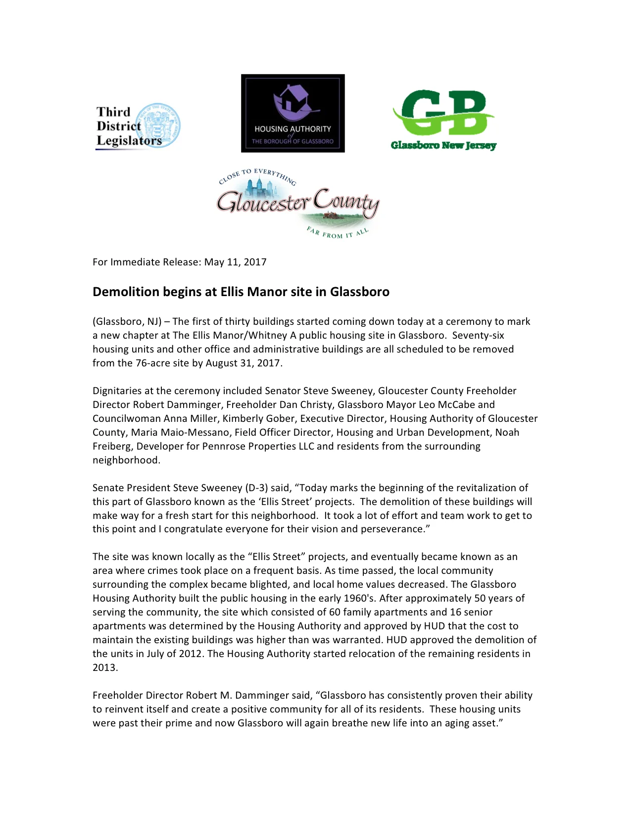 After 59 years, the remains of Glassboro’s Ellis Manor, a long abandoned affordable housing project will be demolished.   