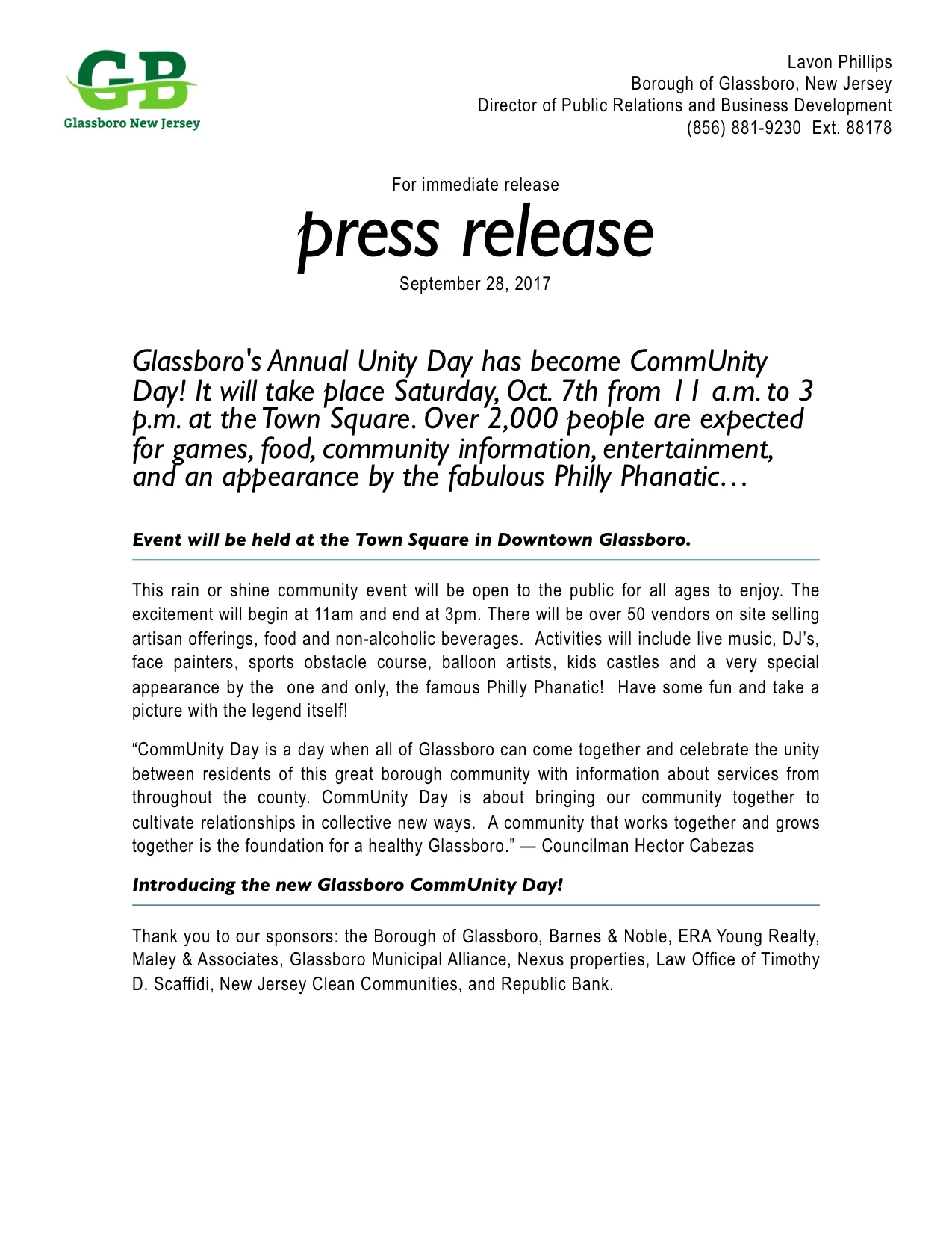 Introducing the new Glassboro CommUnity Day!