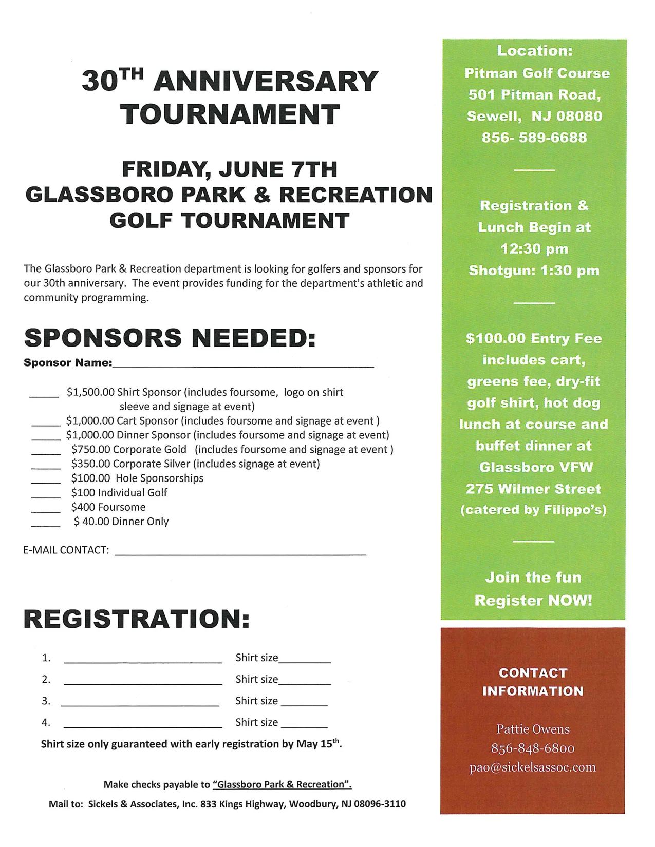 30th Anniversary Park &amp; rec Golf Tournament