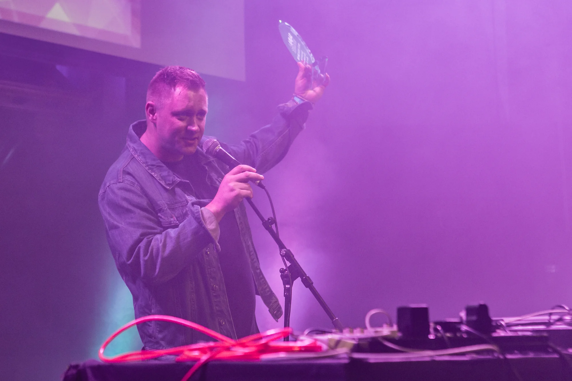 Jim Frew (Manager of The Dunts) collecting on behalf of band whilst on tour! Photography by Brendan Waters