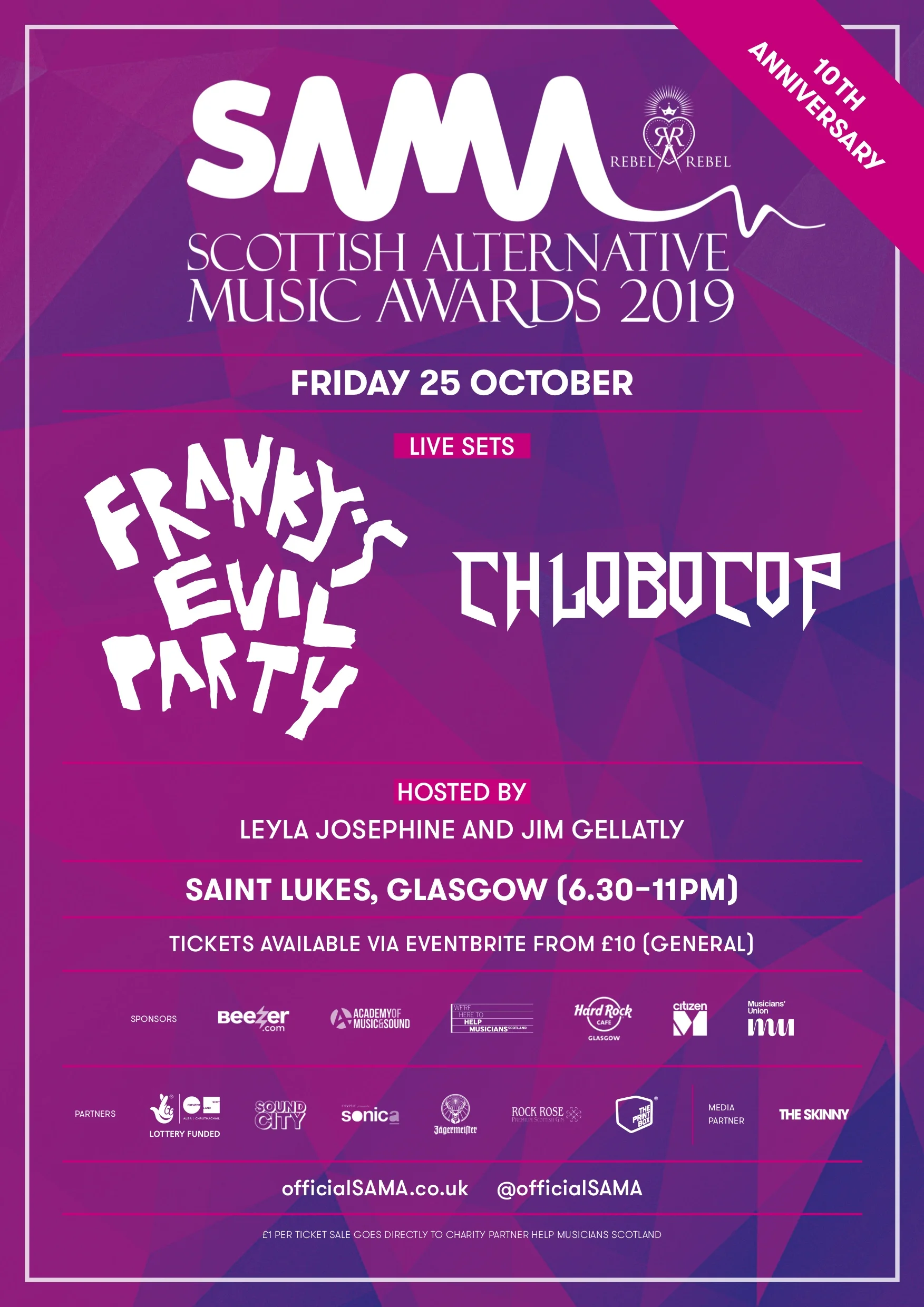 Performances this year by Franky’s Evil Party , Chlobocop plus TWO more.
