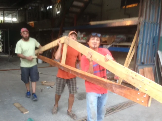 We spent the morning building the roof frame for the Floating House.