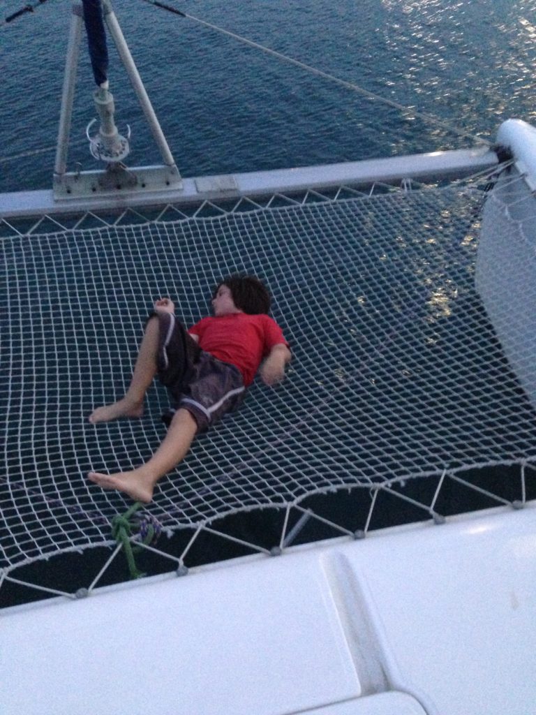 There wasn't a lot for a line handler to do while motoring to the Miraflores Locks except roll around in the nets.