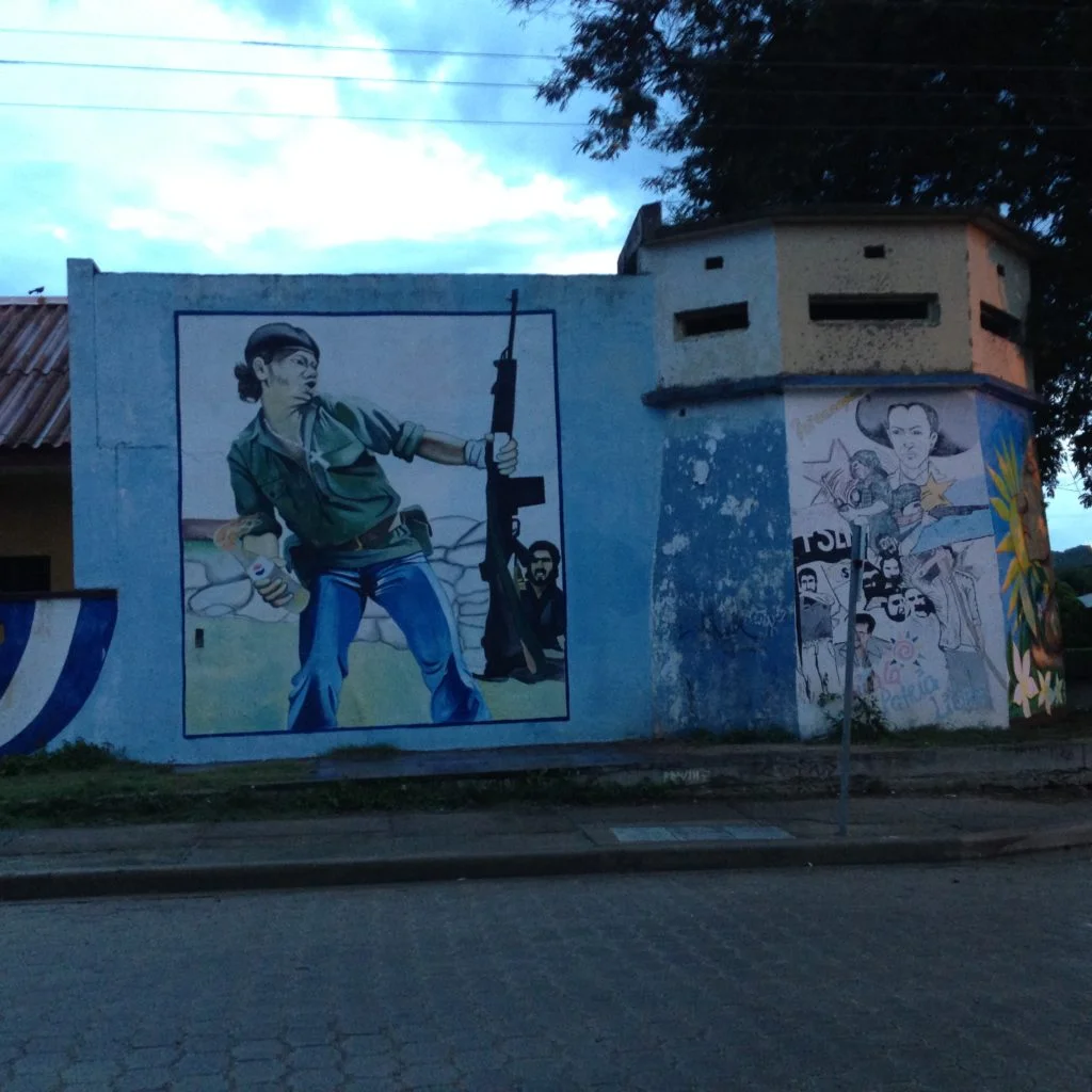 Evidence of the revolution. In the 1980's revolutionaries roamed the hills around Somoto and their presence is still felt with murals like these.