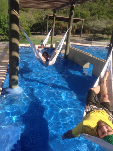 We were all disappointed to learn that sitting poolside doesn't count as exercise. We did it anyway.