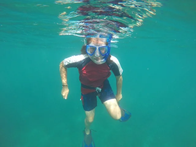 Coconut did some snorkeling with us early in the trip before announcing that she no longer liked the ocean.