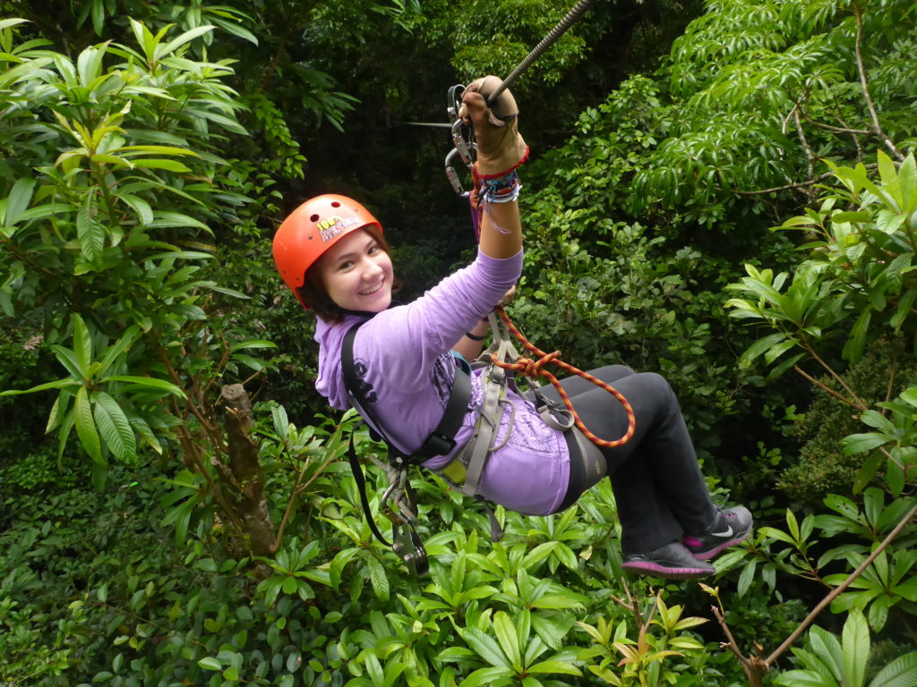 Unlike her father, Coconut is an adrenaline junkie and loves to zip line.