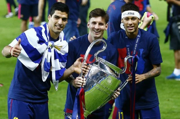 Suarez, Messi and Neymar with Champions League