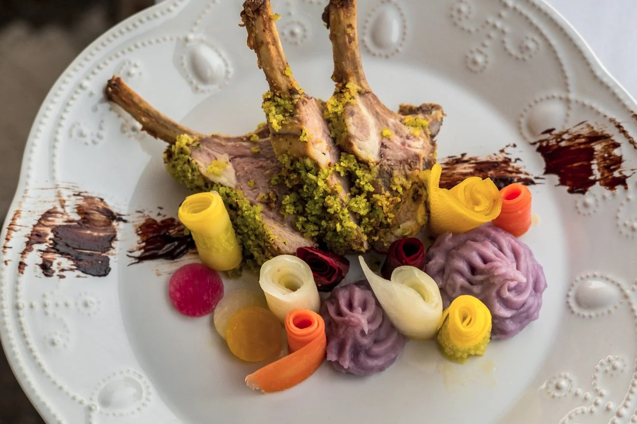 Herb Crusted Lamb Chops with Chocolate Balsamic Glaze