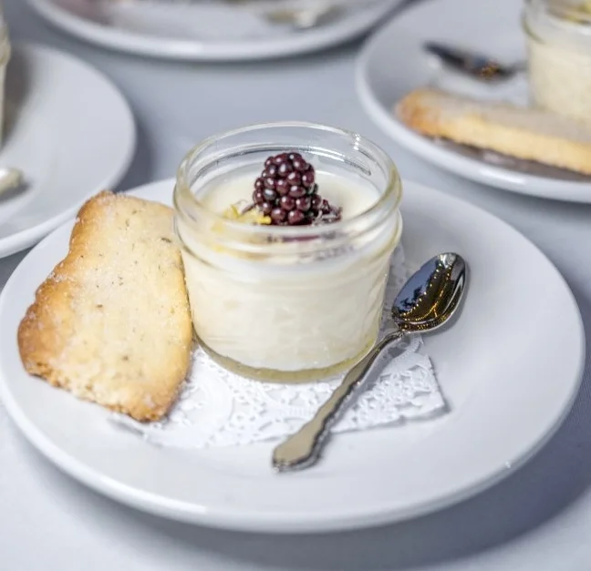 Lemon Posset, Blackberry Compote, & Lavender Shortbread