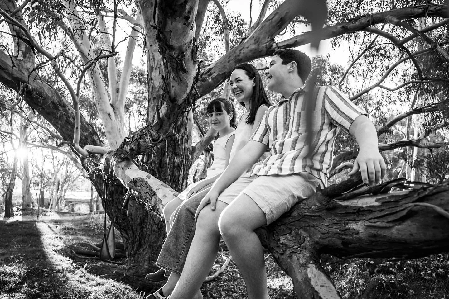 Three siblings, one sturdy gum tree and a whole lotta laughter.
Turns out, climbing trees never really goes out of fashion.
Or maybe it does, but then a photographer turns up and challenges you to do it&hellip;