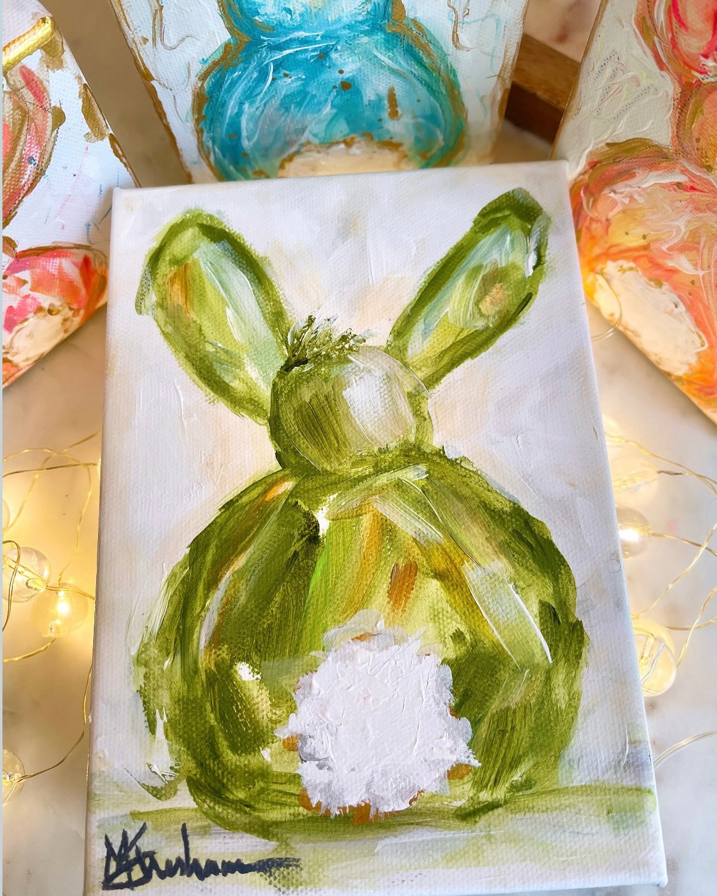 ✨Hoppy Spring! These cuties are now available in my Spring Shop with free shipping!!! #smallbusiness #spring  #shoplocal #bunnies 
.
.
.
.
.
#melissagreshamfineart #yeahthatgreenville #gvlarts #pursuewhatislovely #homedecor #artistsoninstagram #insta