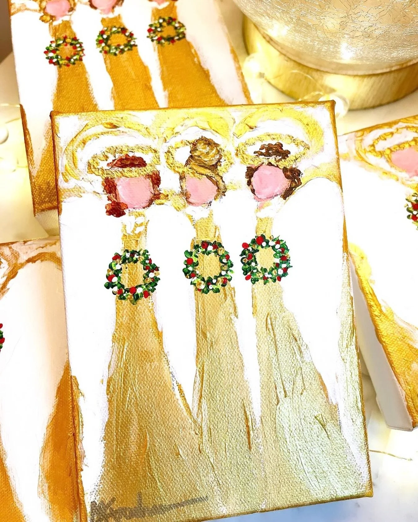 ✨We Three Christmas Angels✨Now available in my Christmas Shop with free shipping. Website link in bio! #shopsmall #giftideas 
.
.
.
.
.
#melissagreshamfineart #yeahthatgreenville #gvlarts #christmas #pursuewhatislovely #holidaydecor #homedecor #artis