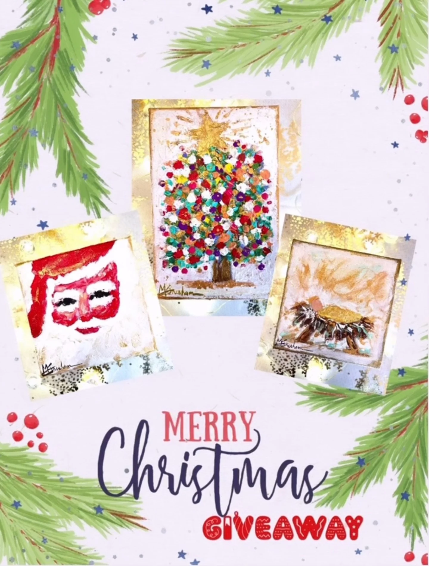 🎄MERRY CHRISTMAS GIVEAWAY🎄
The giveaway winner will win ALL three of these original paintings!!! A big Merry Christmas THANK YOU for supporting my #smallbusiness❤️
✨
TO ENTER:
1.  LIKE this post
2. FOLLOW me
3.  In ONE COMMENT, tag 3 of your friend