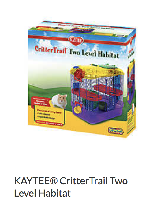 Kaytee CritterTrail Two Level Habitat - Not appropriate size wise for rats. Fine as a carrier if wheel is removed.