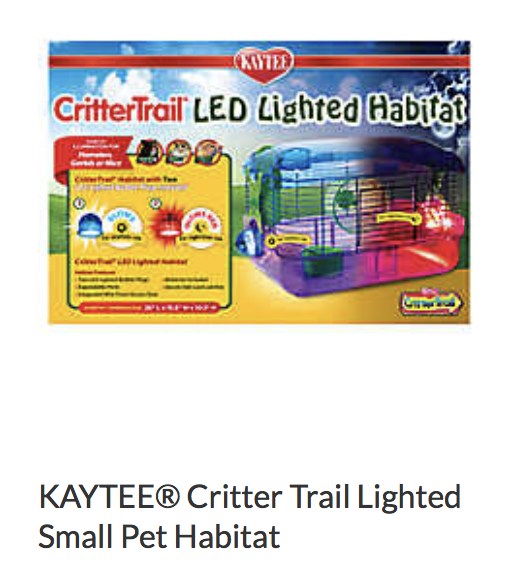 Kaytee Critter Trail Lighted Small Pet Habitat - Not appropriate size wise for rats. Not appropriate as a carrier.