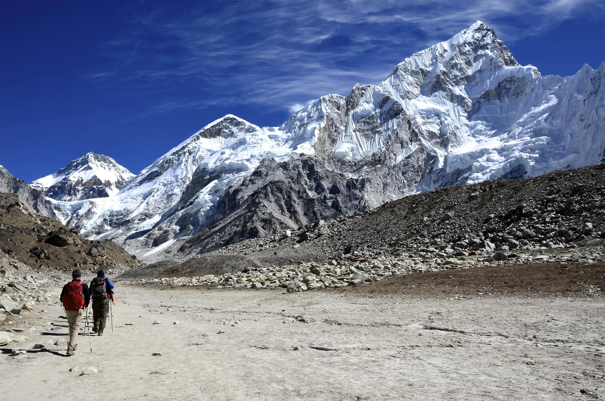 Hiking towards Everest Base Camp. 