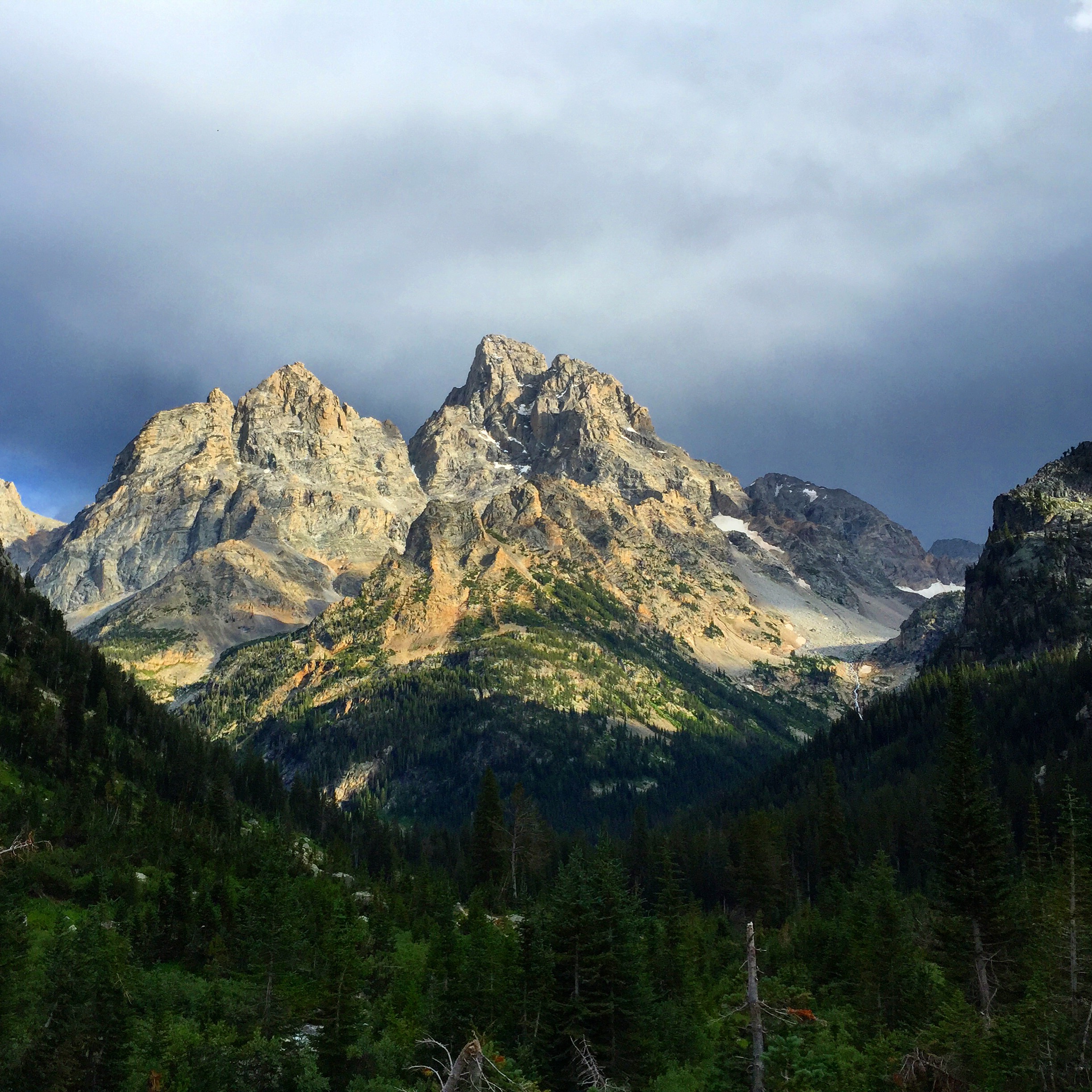 The view from my campsite in North Fork looking at Grand Teton.