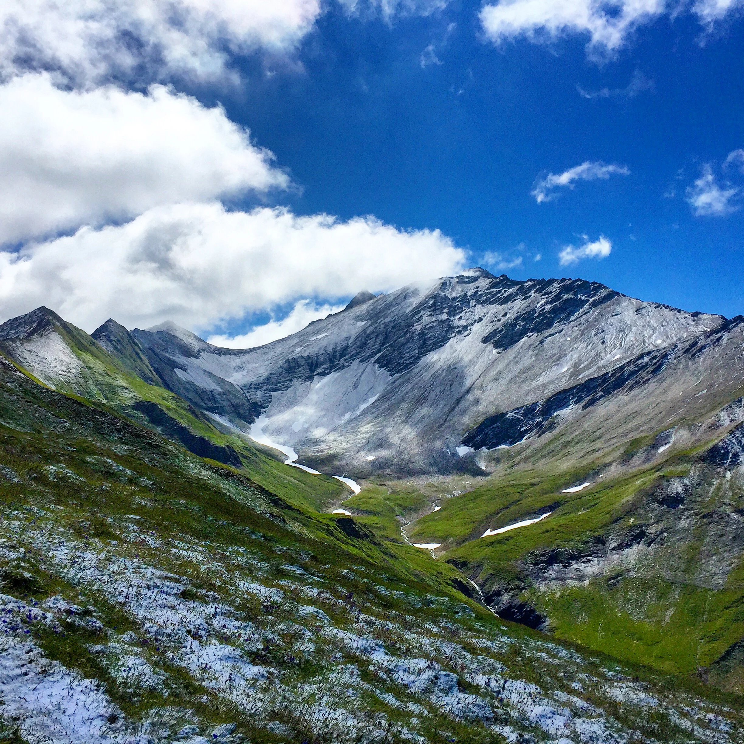 Climbing near the top of Grand Col Ferret on the Tour du Mont Blanc