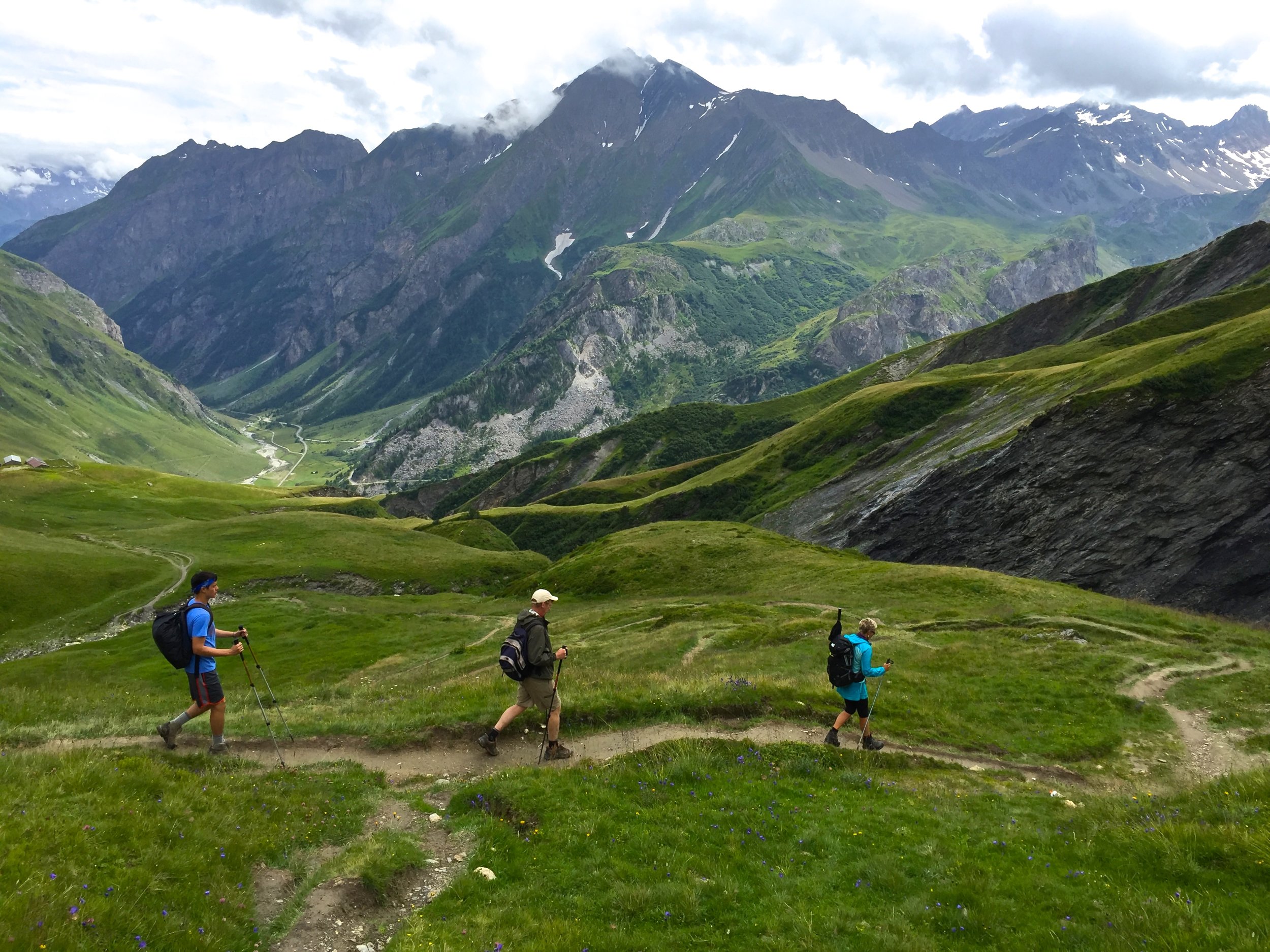 Hiking down from Croix du Bonhomme to the little town of Chapieux. How small? 12 people. In the winter they must evacuate their village because of avalanche danger.