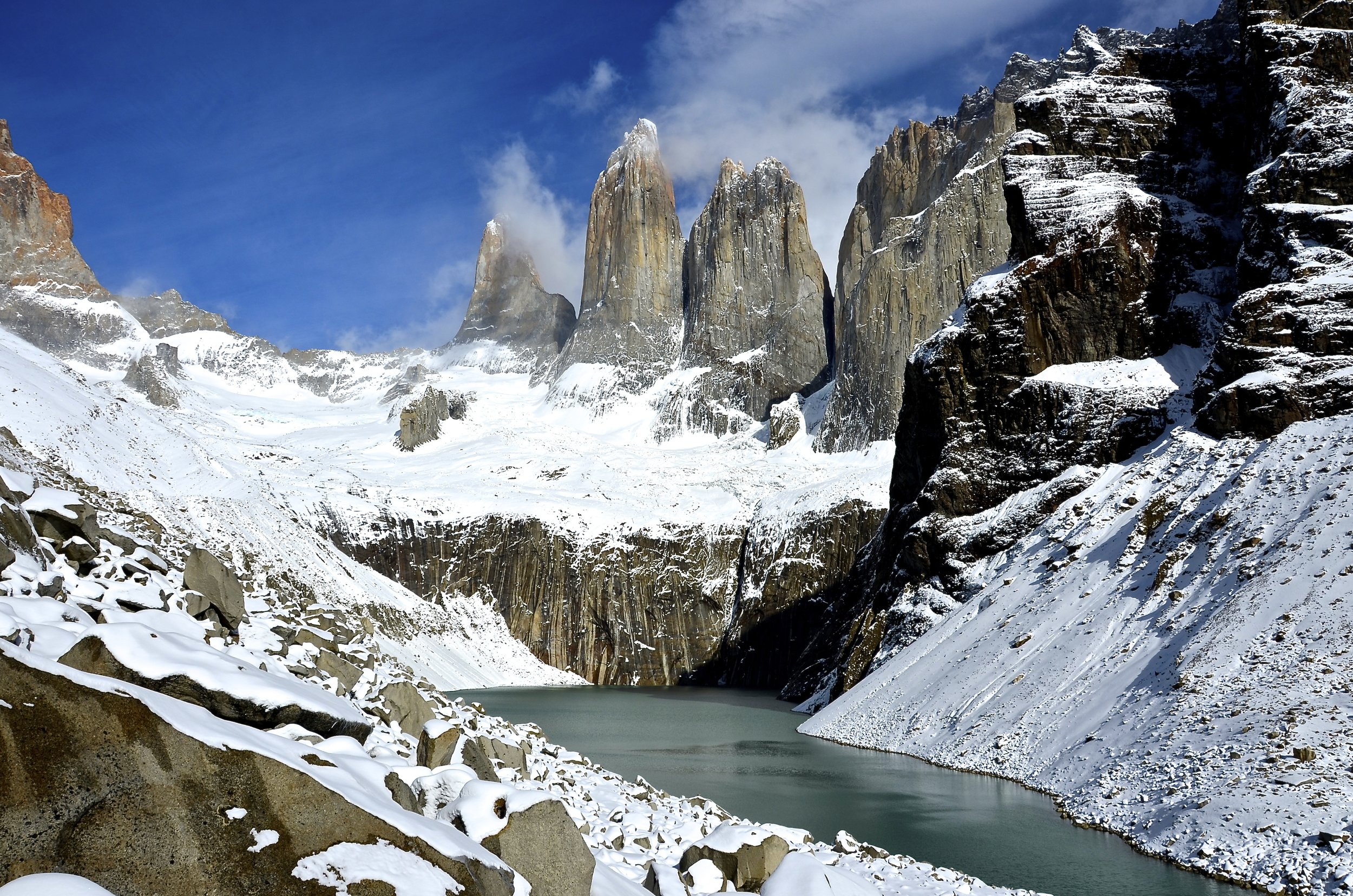 The famous towers which Torres del Paine National Park is named after.