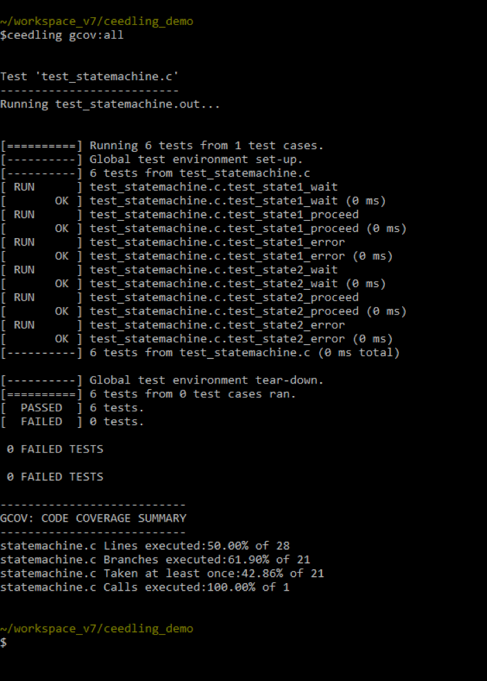   Code coverage info appended to code test results.  