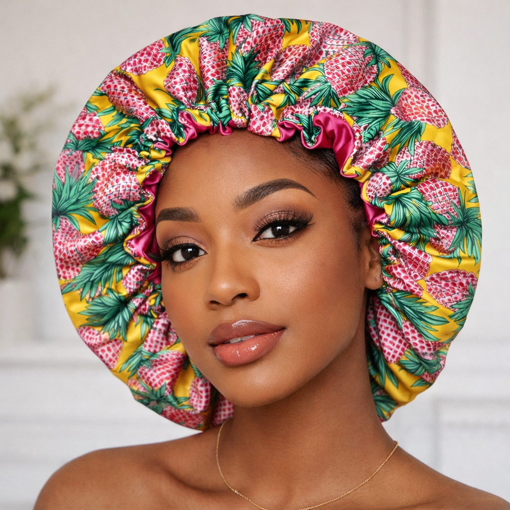 "Take me on Vacay 🍍" Silky Satin Bonnet (6 sizes)