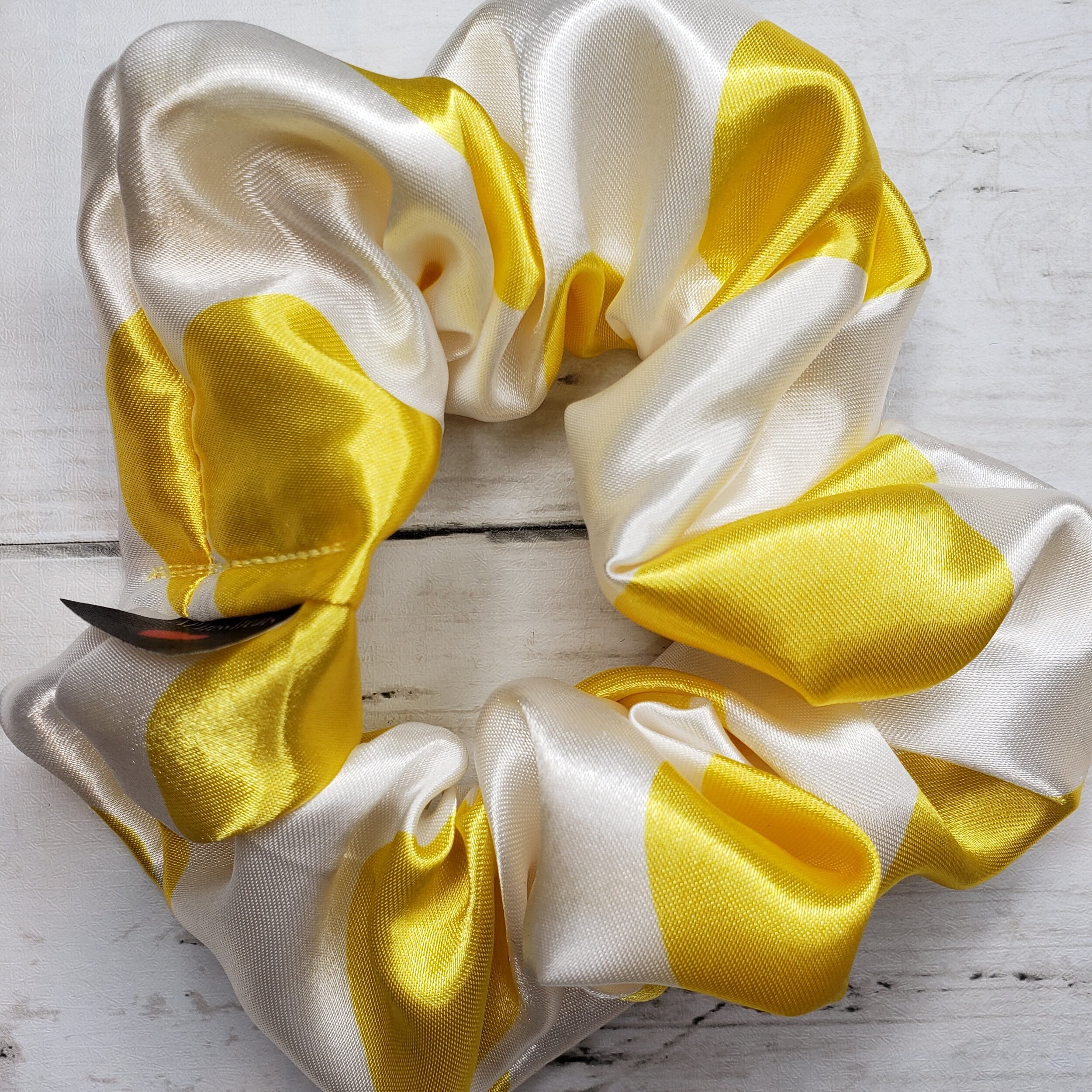 Hair Scrunchy Yellow with white dots