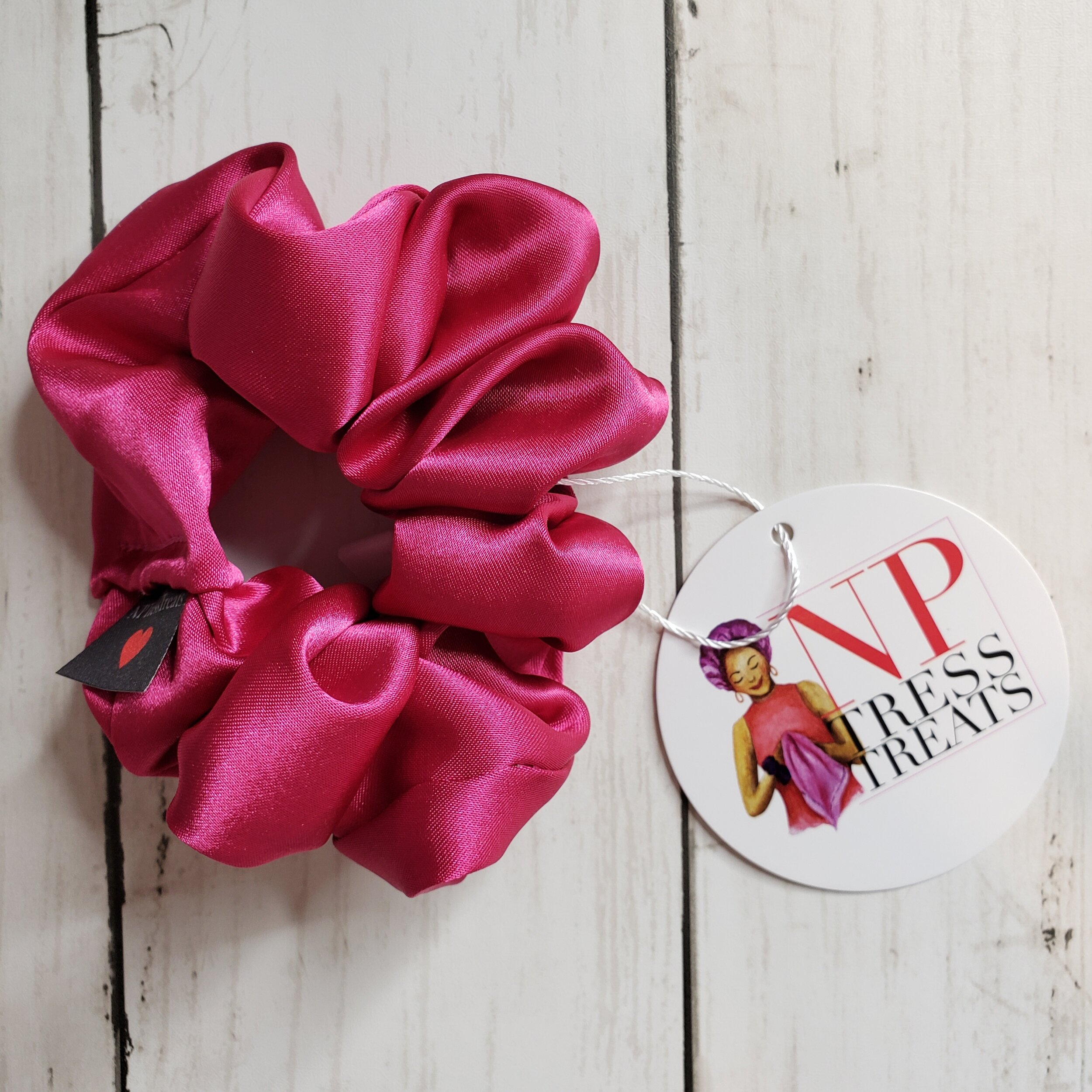 Fuchsia Satin Scrunchie