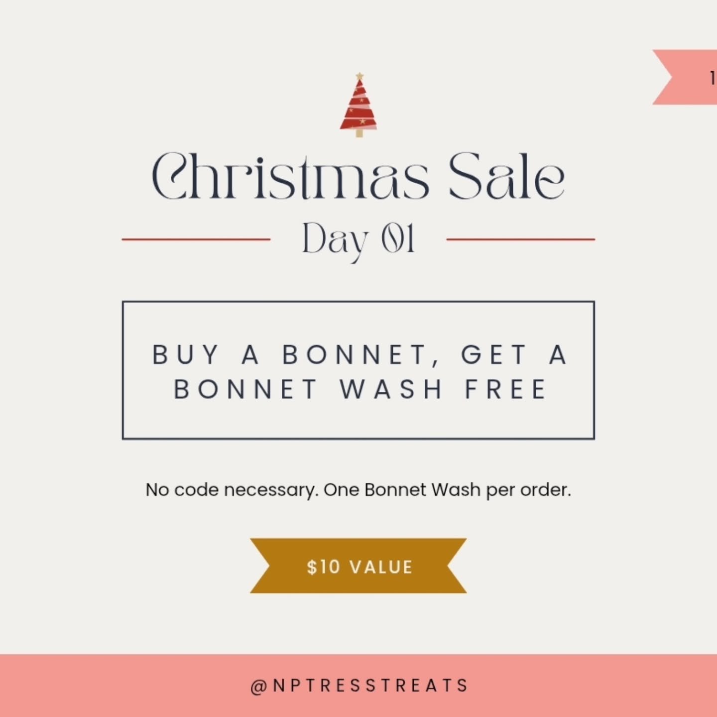 12 Days of Deals starts today 🎄 Day 1
BOGO Bonnet + Bonnet Wash 

Does not include Imperfectly Perfect bonnets.