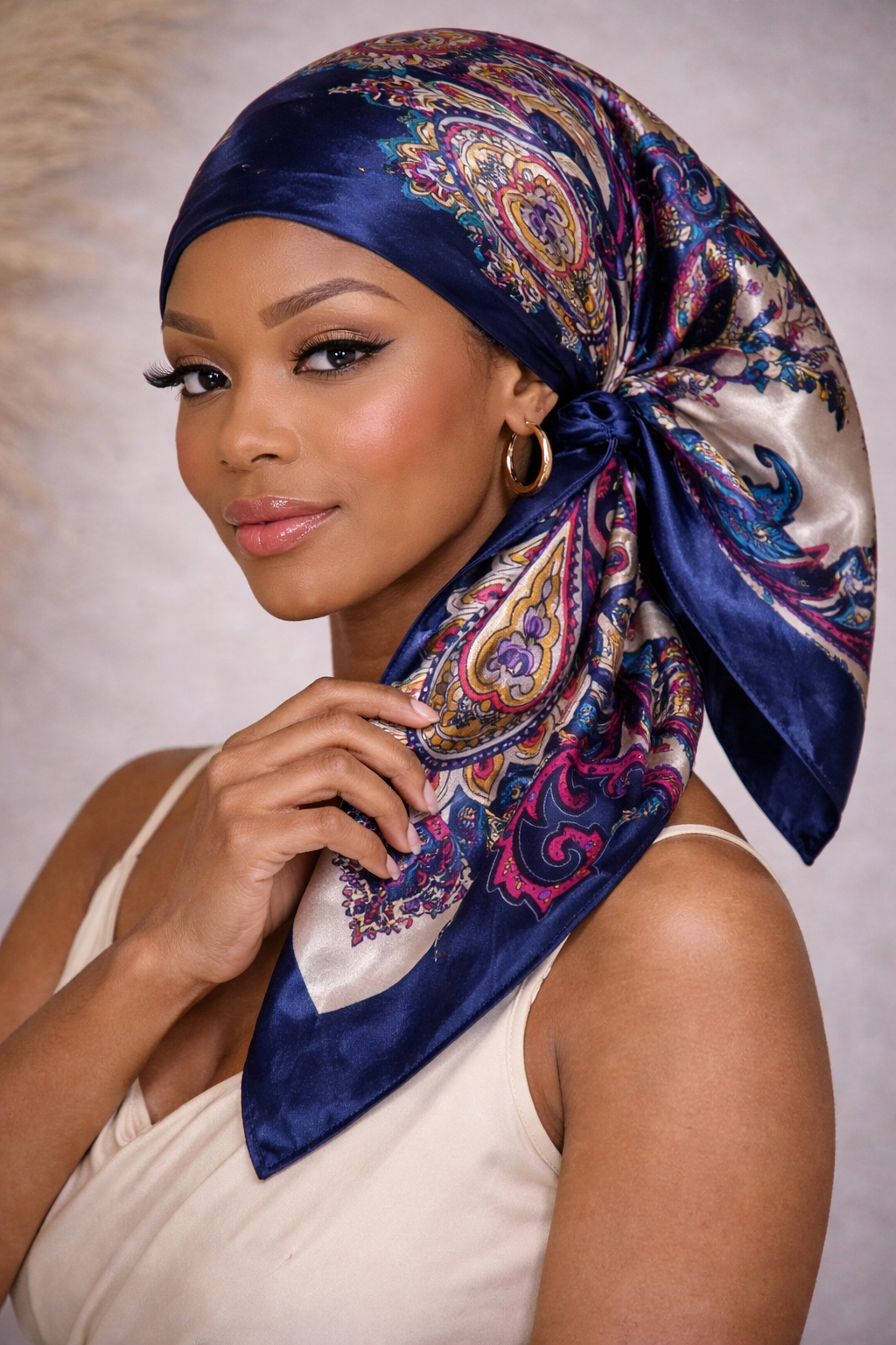 Royal Flush Satin Scarf Model.png