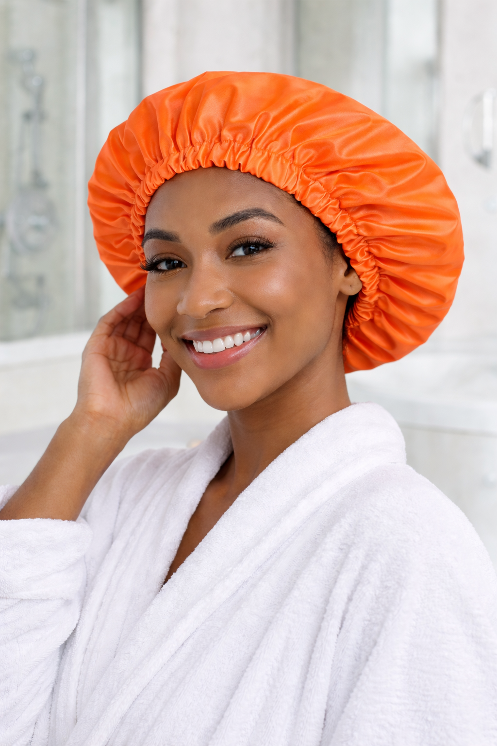 "You Had Me At Aloha🍍" Satin-lined Shower Bonnet