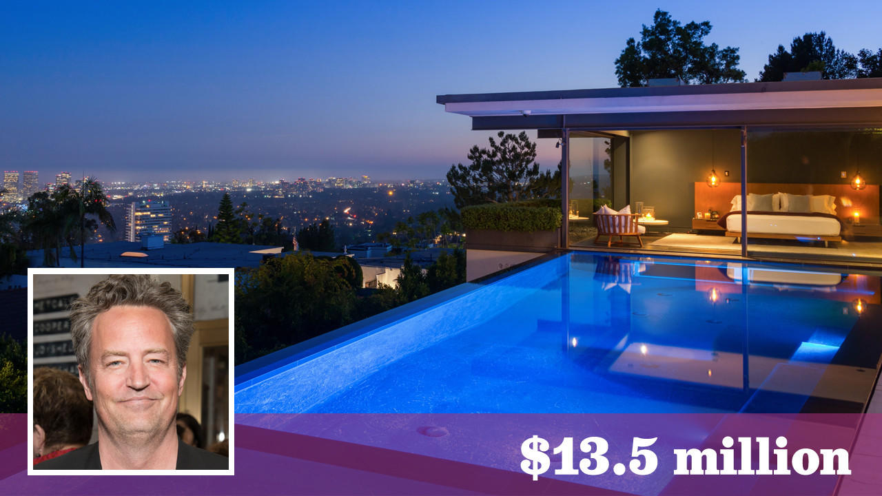 Actor Matthew Perry has listed his home in the Bird Streets of Hollywood Hills West for sale at $13.5 million. (Michael McNamara / Shooting LA | Inset: Getty Images)