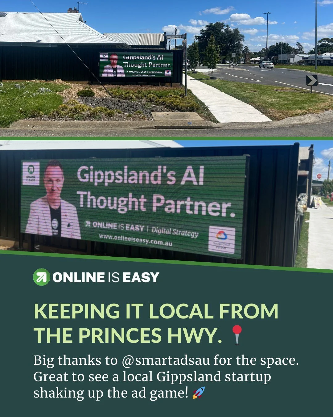 Put a face to the name in Rosedale 📍

Did you spot the "mugshot" on the Princes Highway? It&rsquo;s a bit surreal to see myself on a billboard, but I couldn&rsquo;t pass up the chance to support a new Gippsland startup like @smartadsau. Th