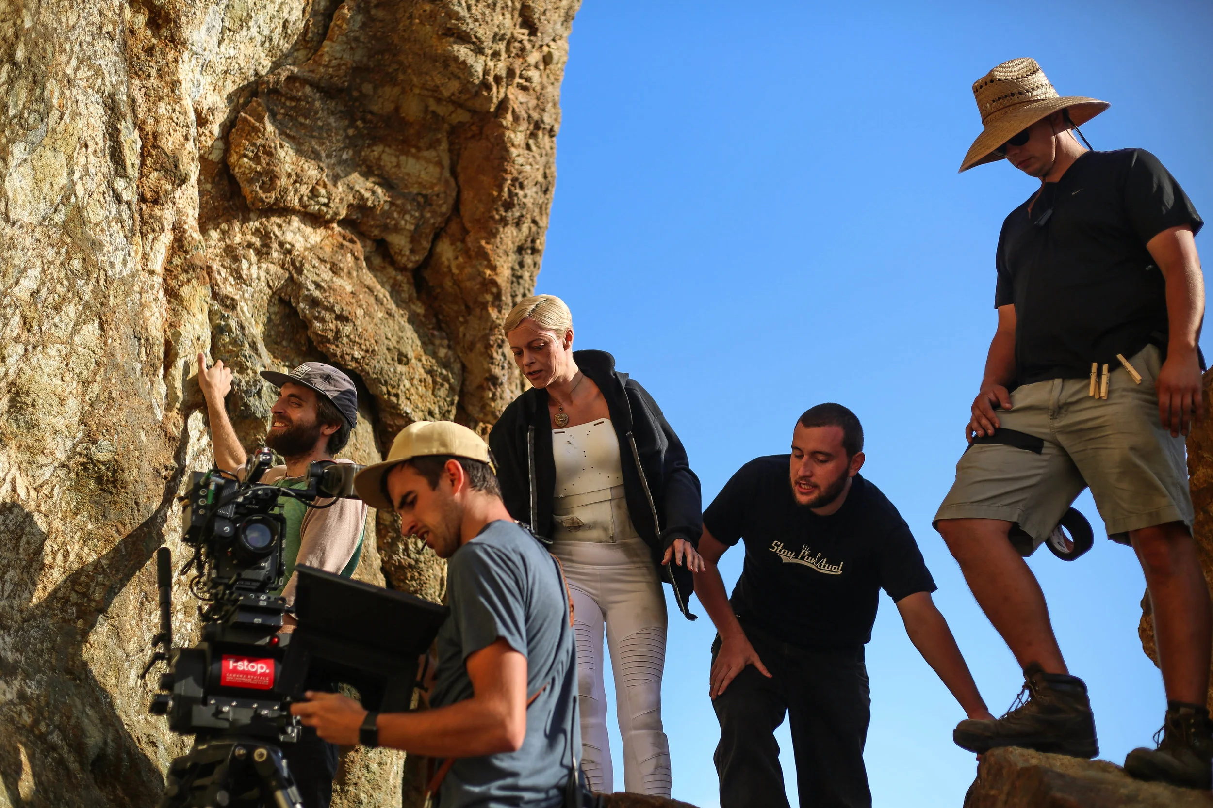 Camera, Grip and stunt crew on set. Photo credit Di Wei.