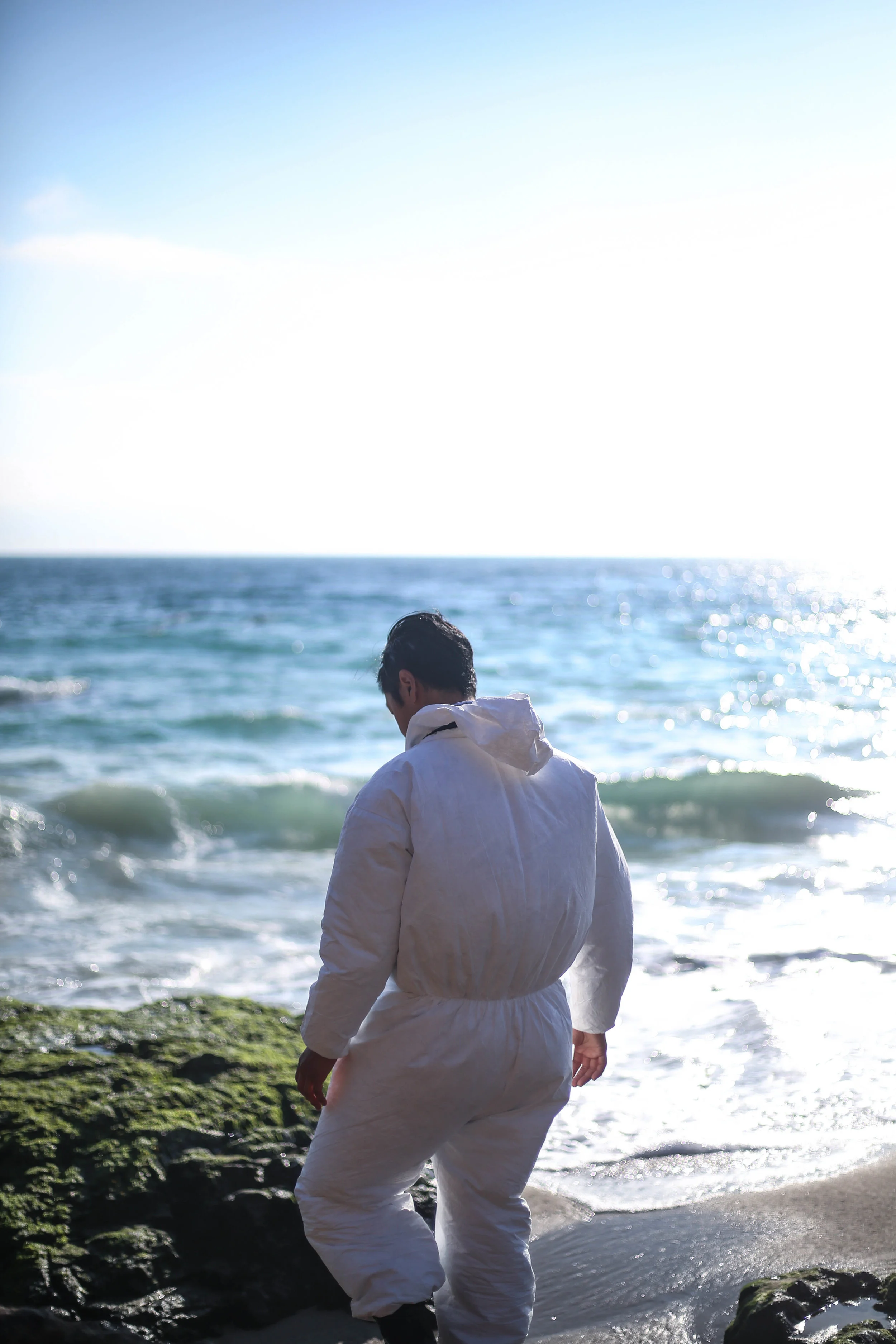 Actor Nate Lee as Lee the Scientist on set. Photo credit Di Wei.
