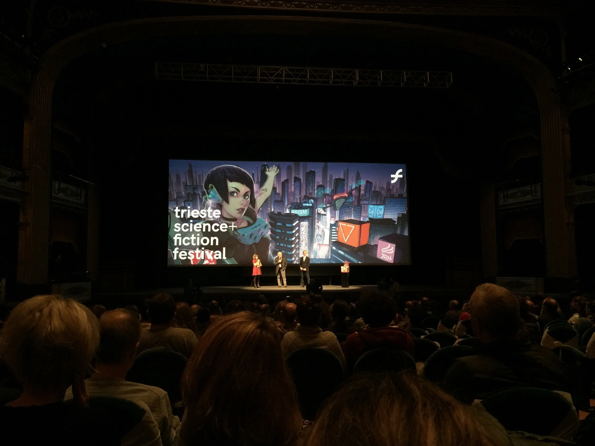 Industry legend Douglas Trumbull, Special Effects Supervisor 2001: A Space Odyssey, receiving his Silver Urania Award from Trieste Science+Fiction Film Festival, 1 November 2018.